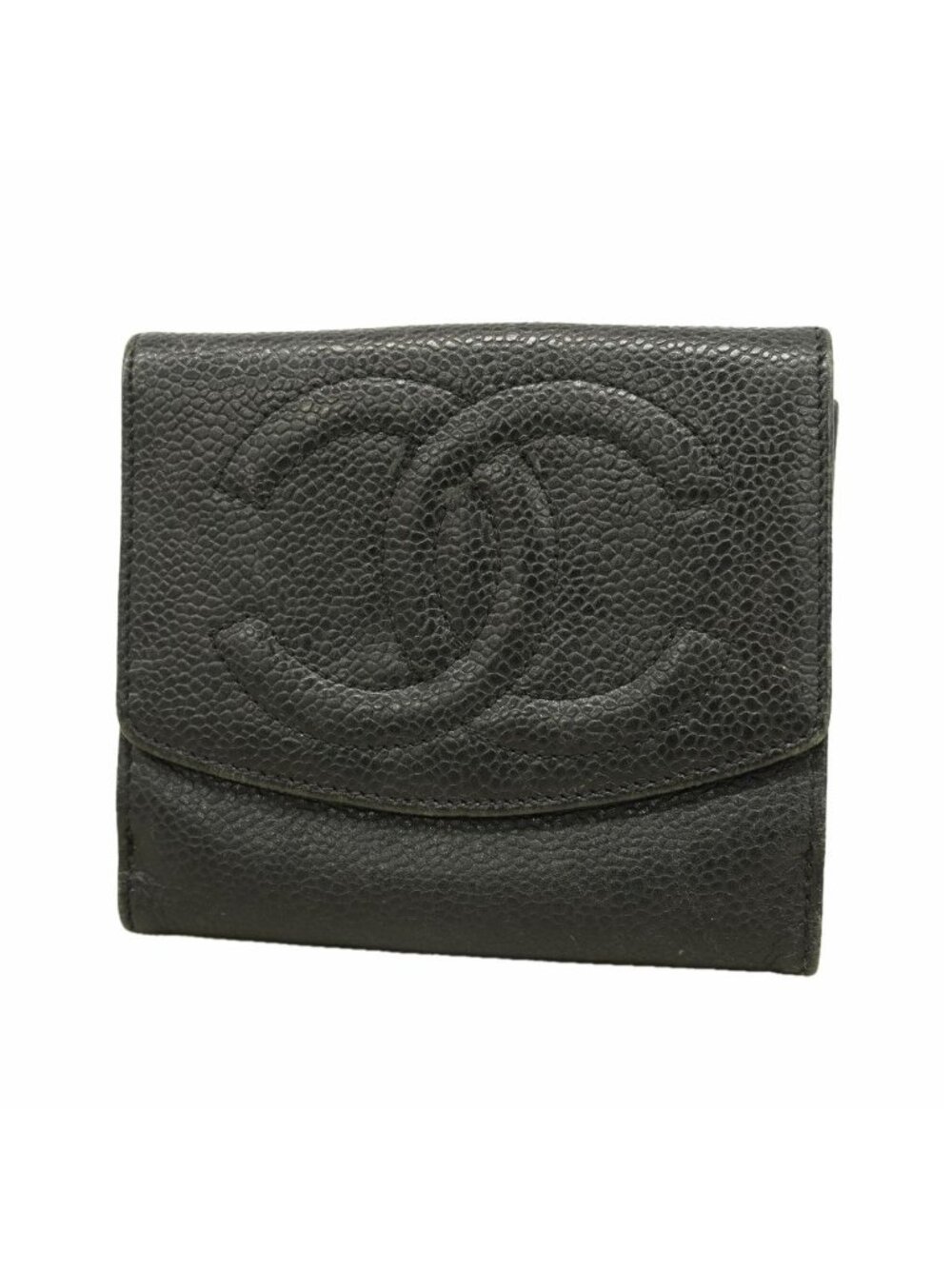 Chanel Wallet Caviar Leather Black Gold